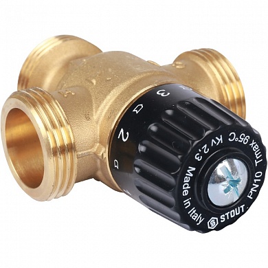 Термостатический смесительный клапан для систем отопления и ГВС STOUT 1" НР 30-65°С KV 2,3 SVM-0125-236525